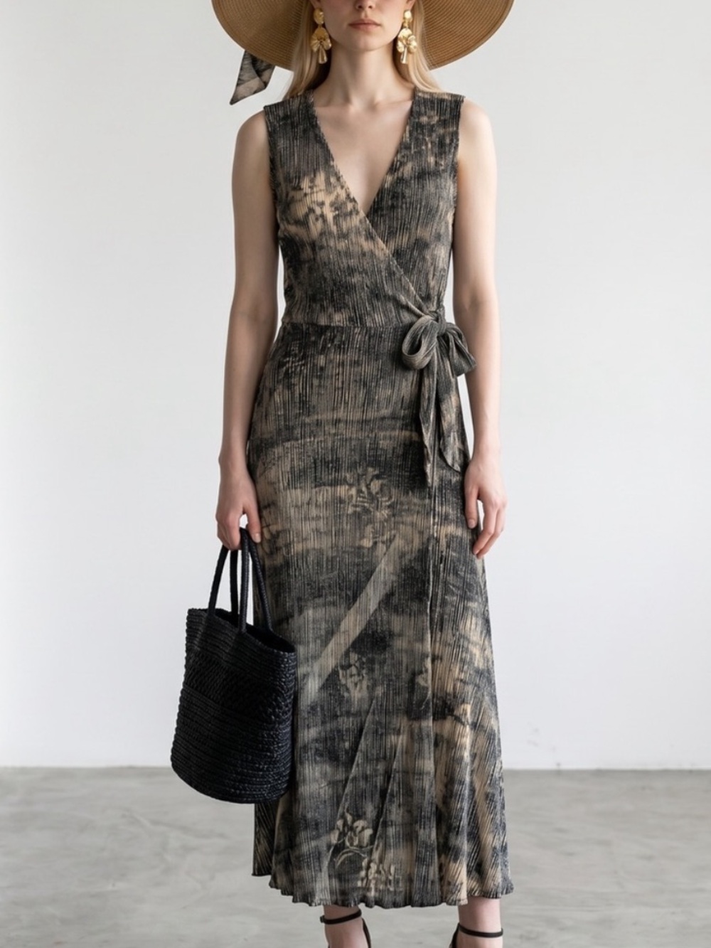 Amina “Walk with the Sun” Sleeveless Wrap Dress